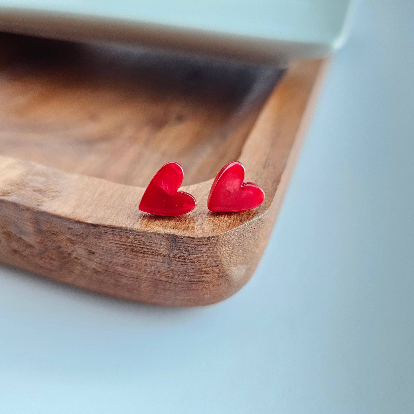 Spiffy & Splendid - Hand Drawn Heart Studs - Red