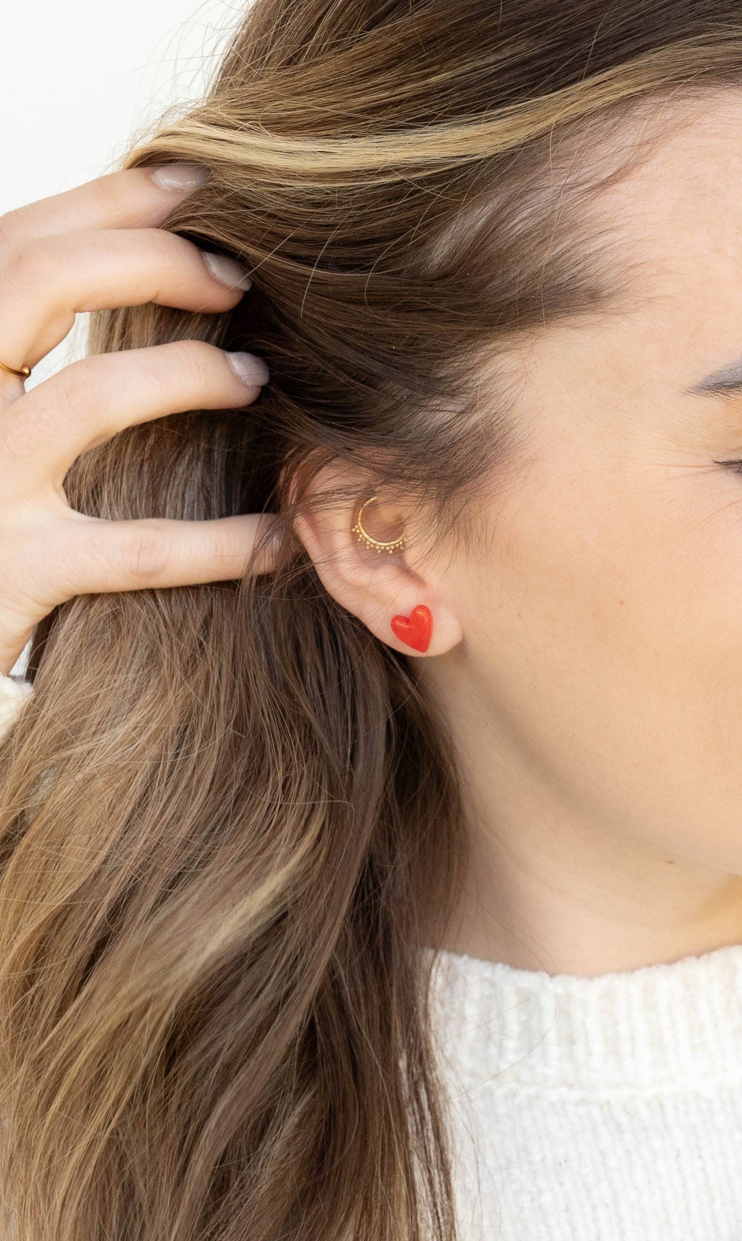 Spiffy & Splendid - Hand Drawn Heart Studs - Red