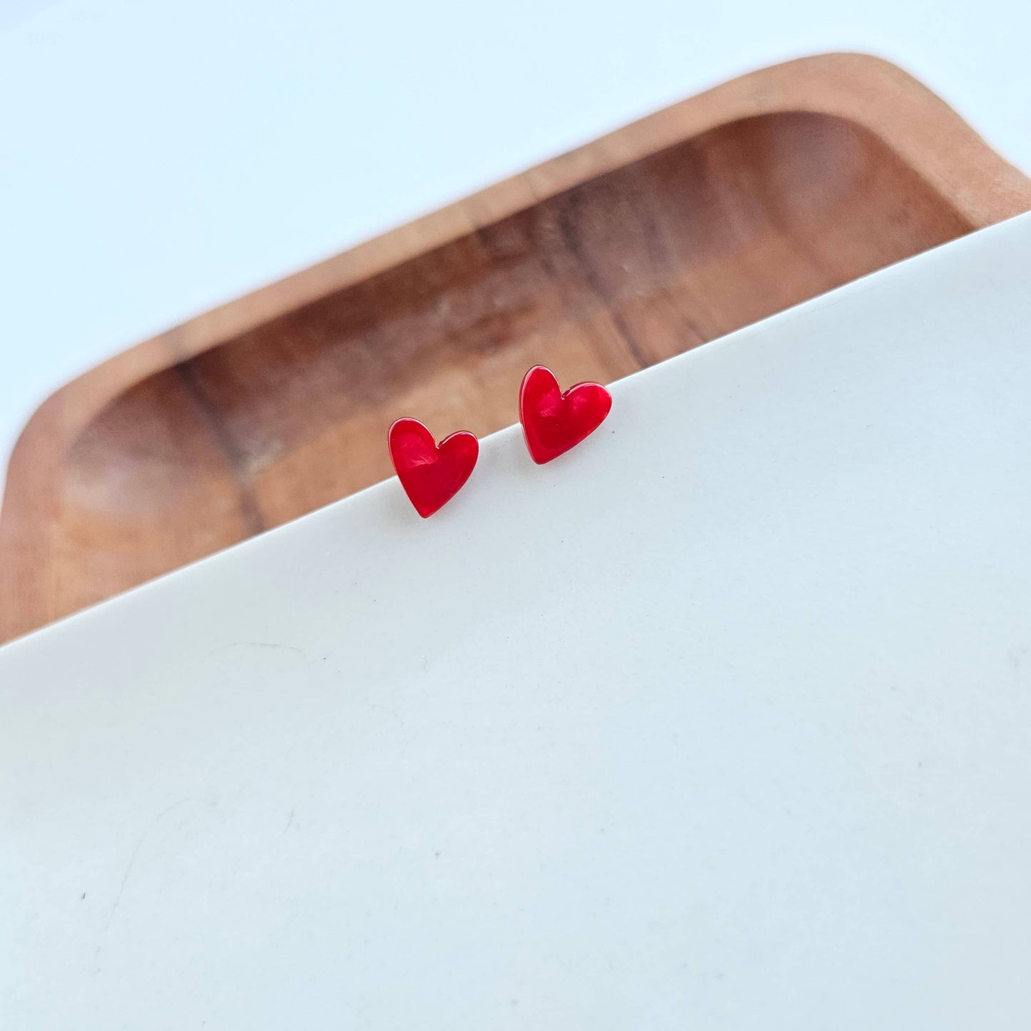 Spiffy & Splendid - Hand Drawn Heart Studs - Red