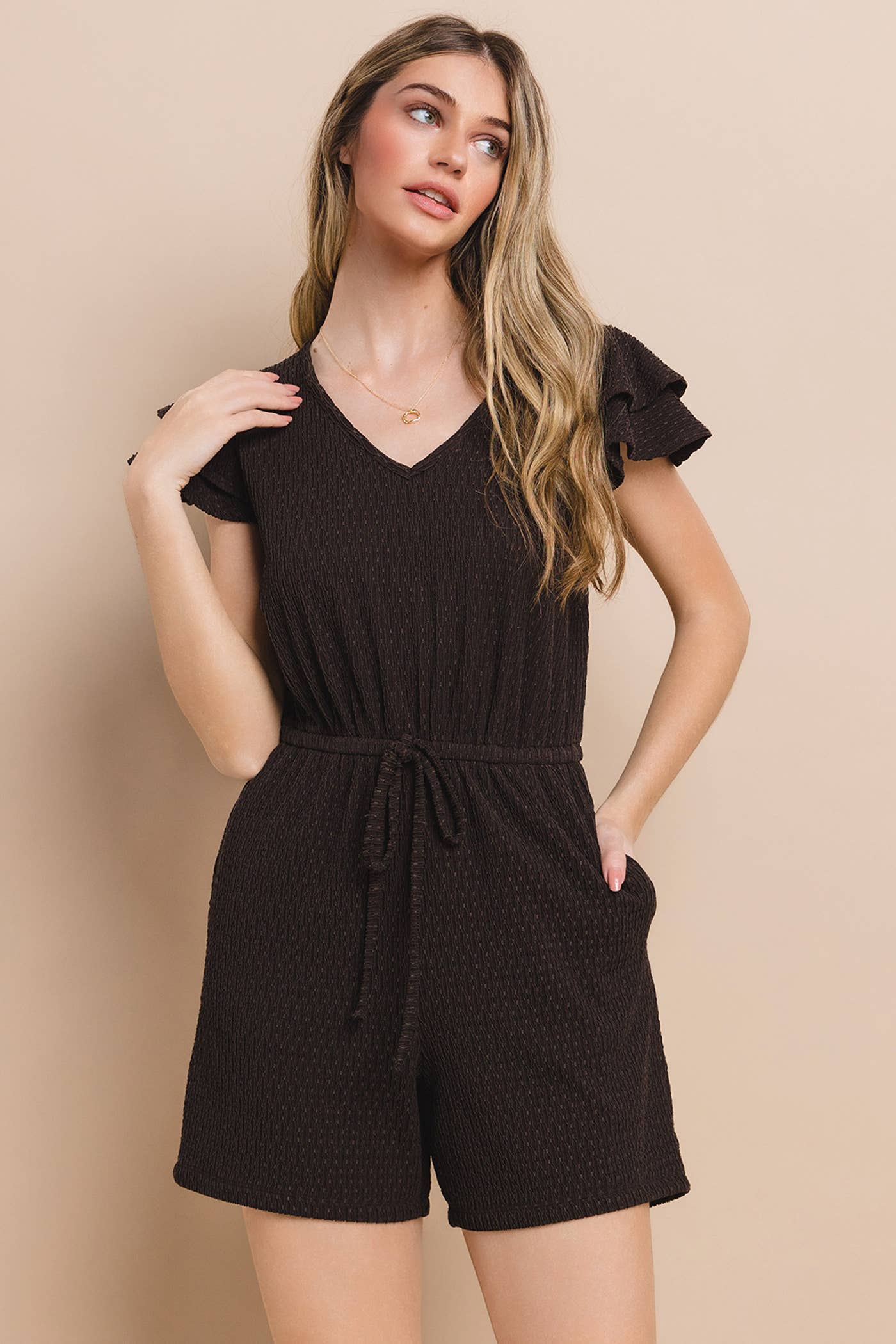 Ces Femme - Charcoal Textured Romper
