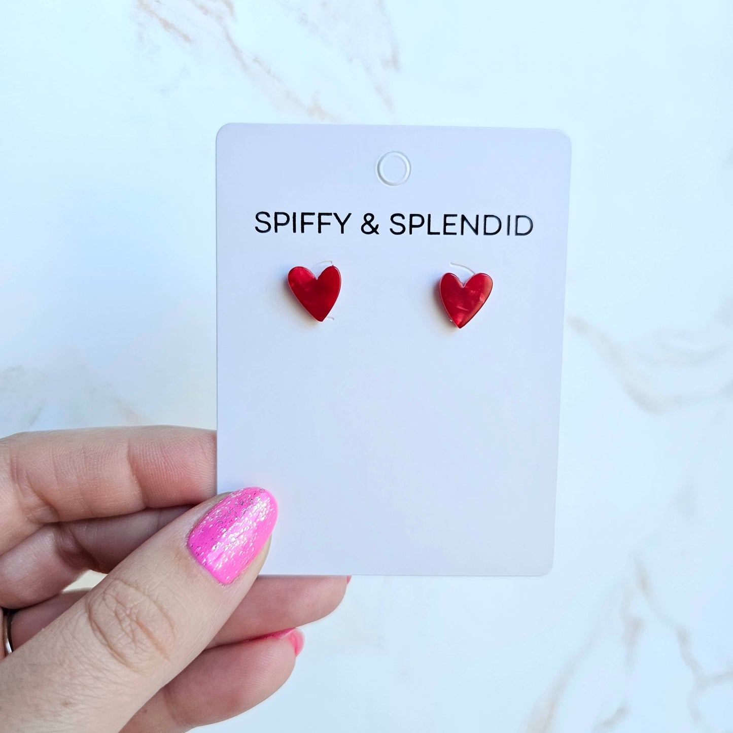 Spiffy & Splendid - Hand Drawn Heart Studs - Red