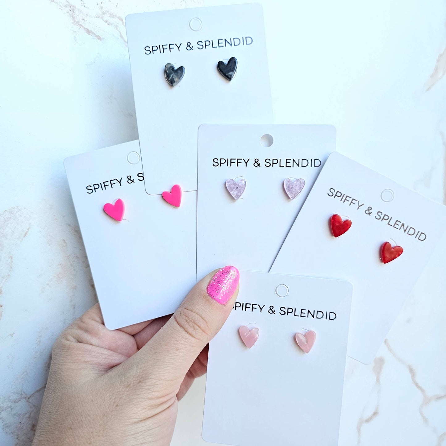 Spiffy & Splendid - Hand Drawn Heart Studs - Red