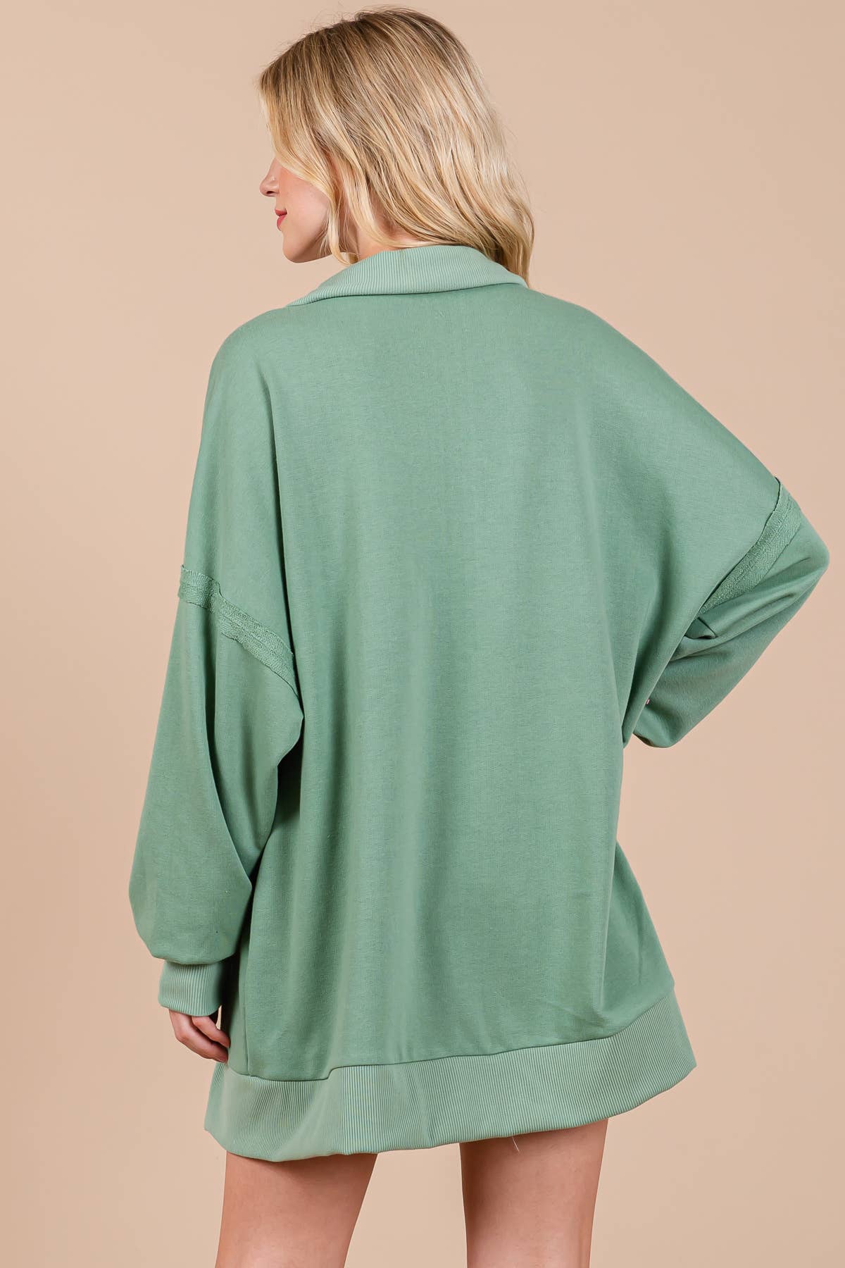 Sage Hi-lo Button Down Sweatshirt