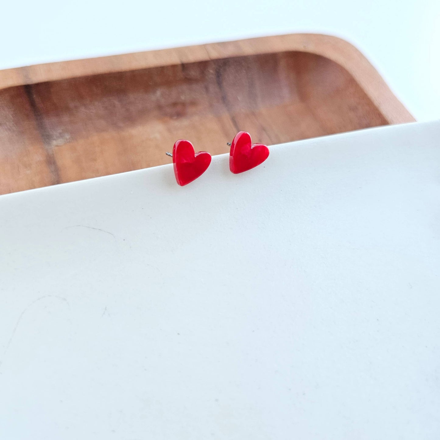 Spiffy & Splendid - Hand Drawn Heart Studs - Red