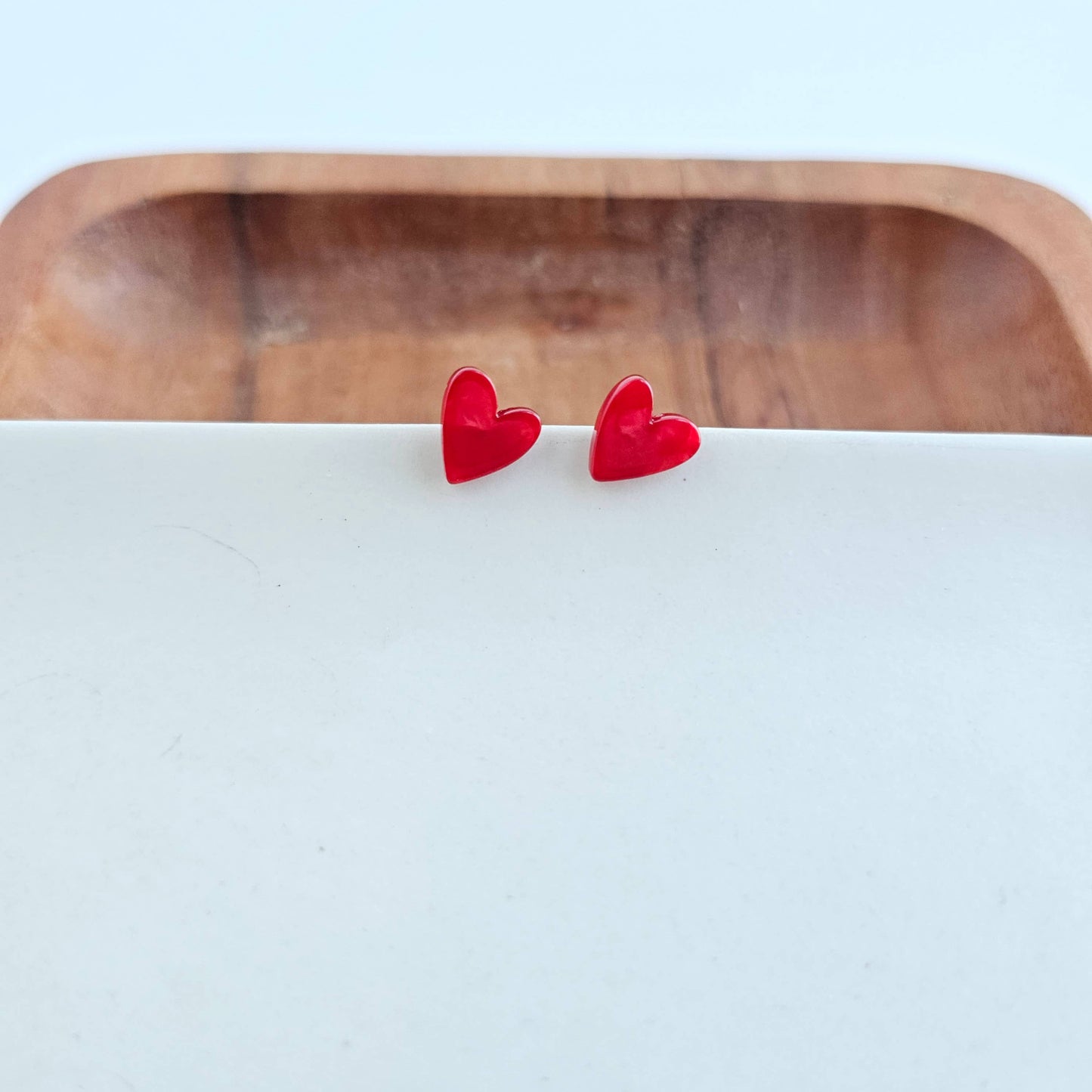 Spiffy & Splendid - Hand Drawn Heart Studs - Red