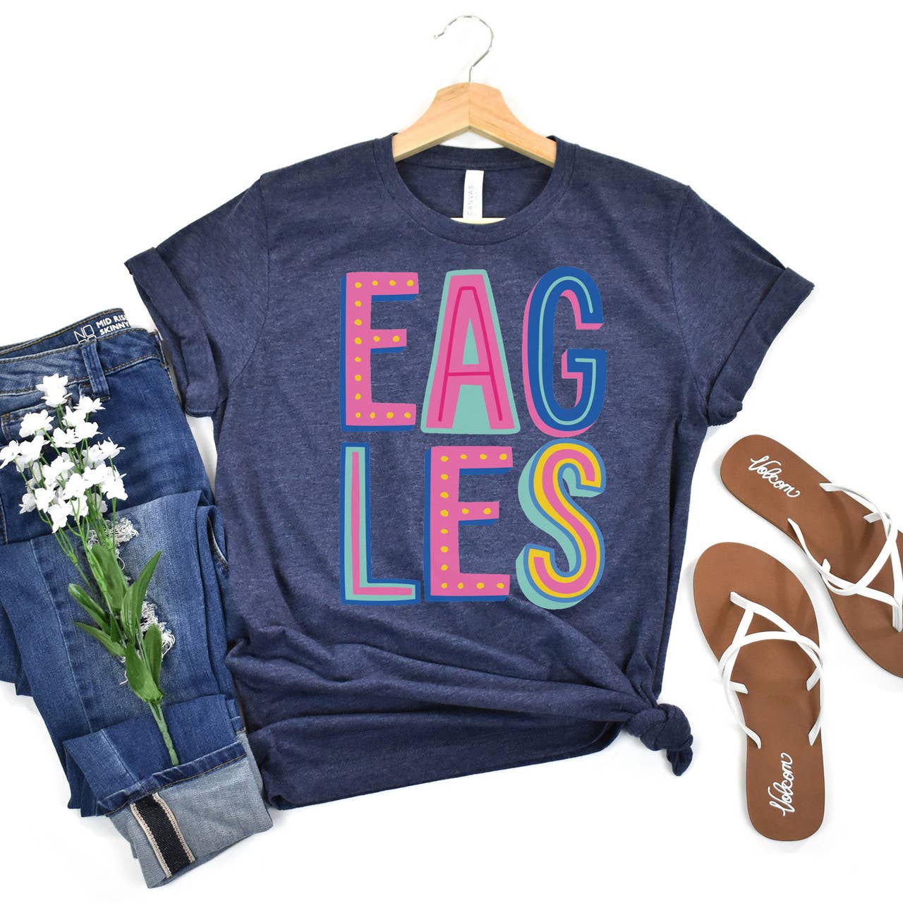 Colorful Eagles Navy Tee