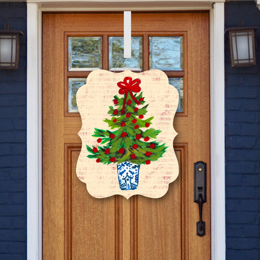 Baxter & Me - Blue Willow Red Ribbon Tree Door Hanger