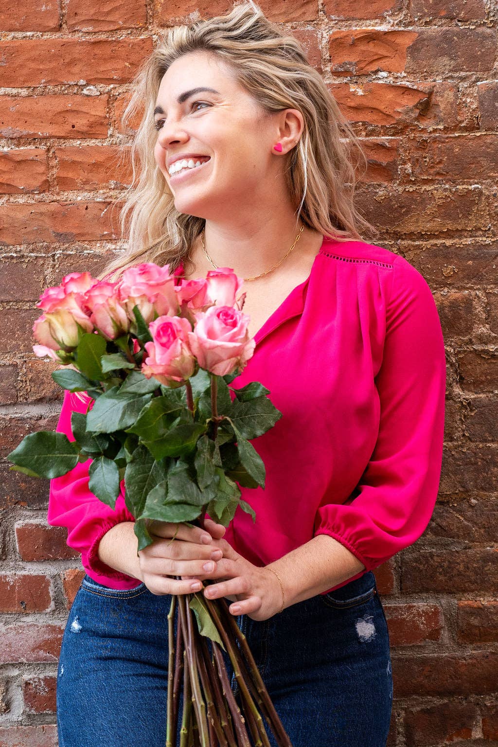 Spiffy & Splendid - Hand Drawn Heart Studs - Hot Pink