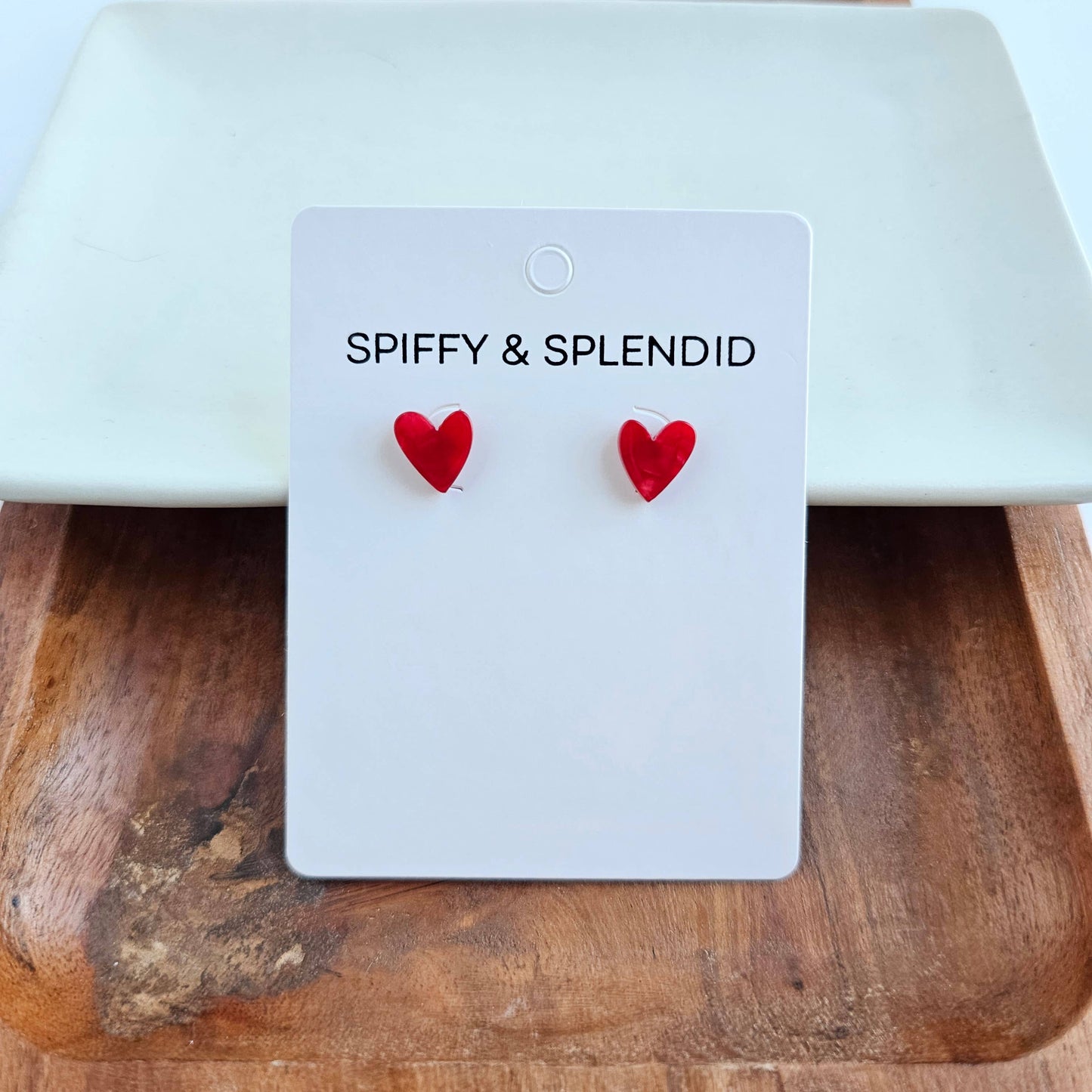 Spiffy & Splendid - Hand Drawn Heart Studs - Red