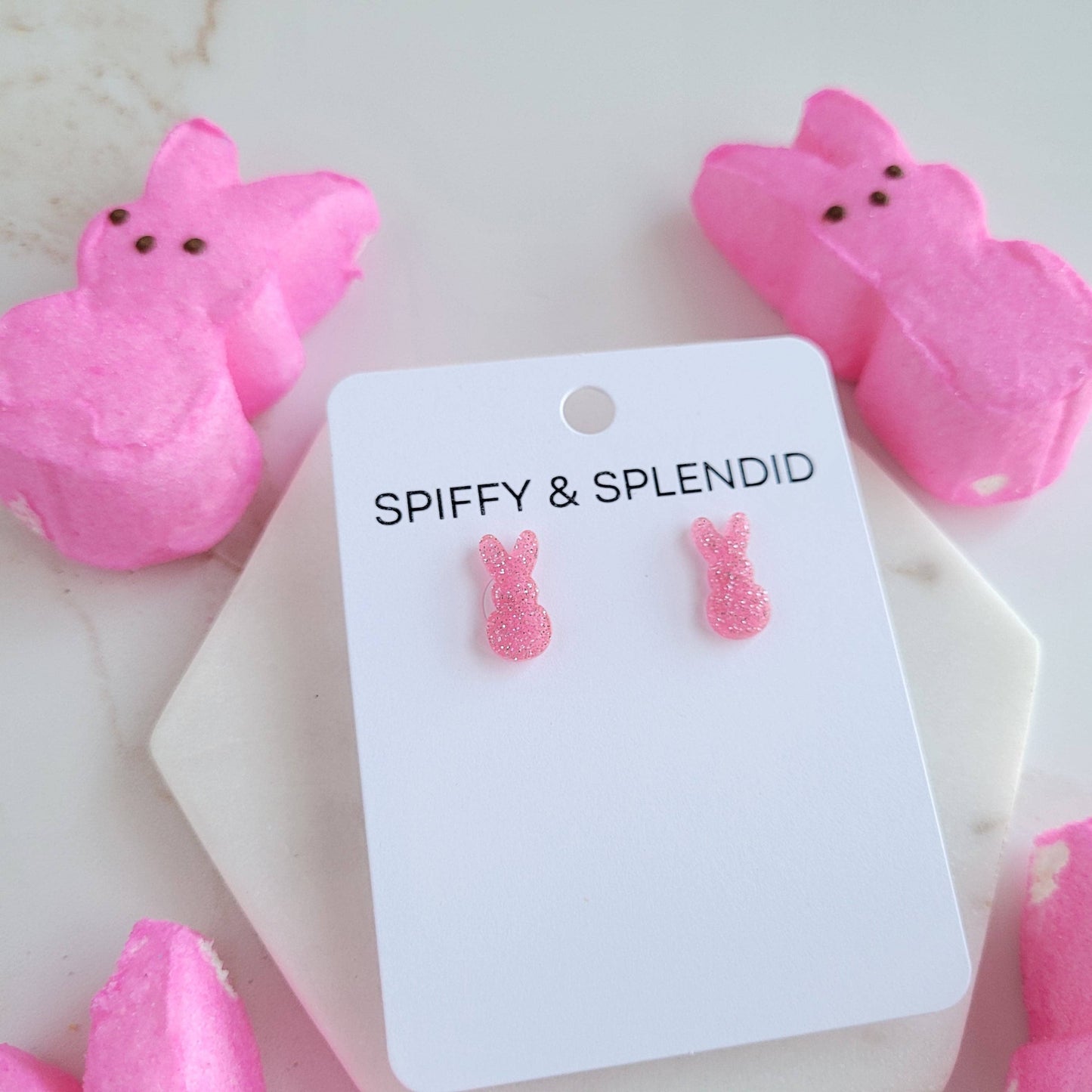 Spiffy & Splendid - Glitter Bunny Studs - Pink