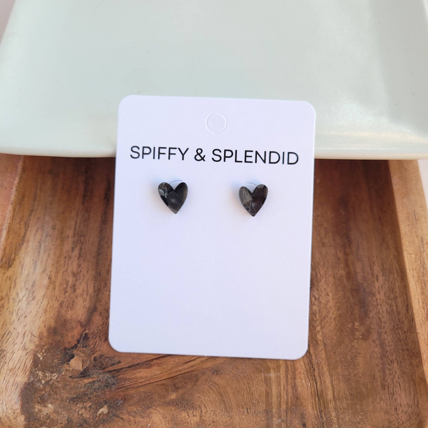 Spiffy & Splendid - Hand Drawn Heart Studs - Black