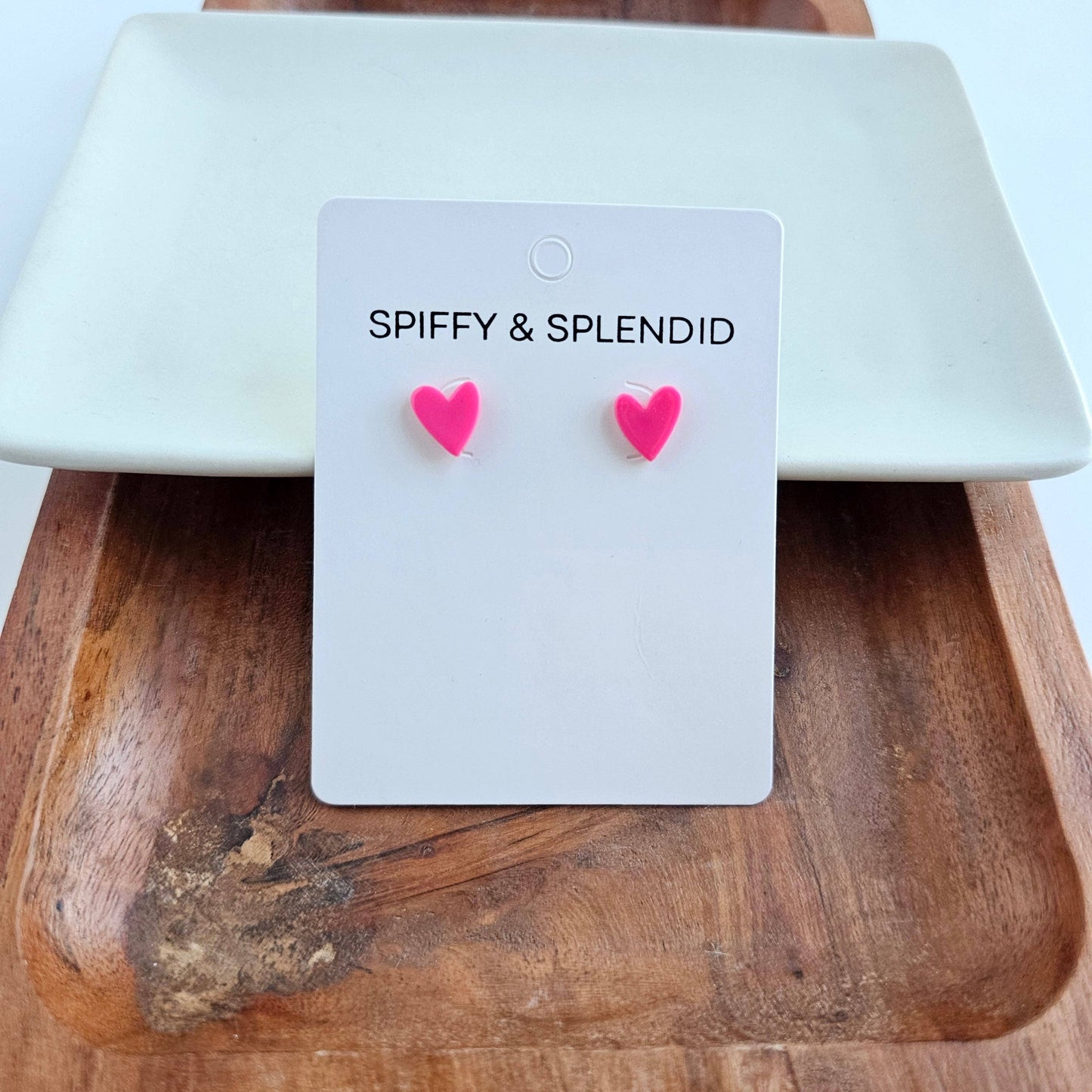 Spiffy & Splendid - Hand Drawn Heart Studs - Hot Pink