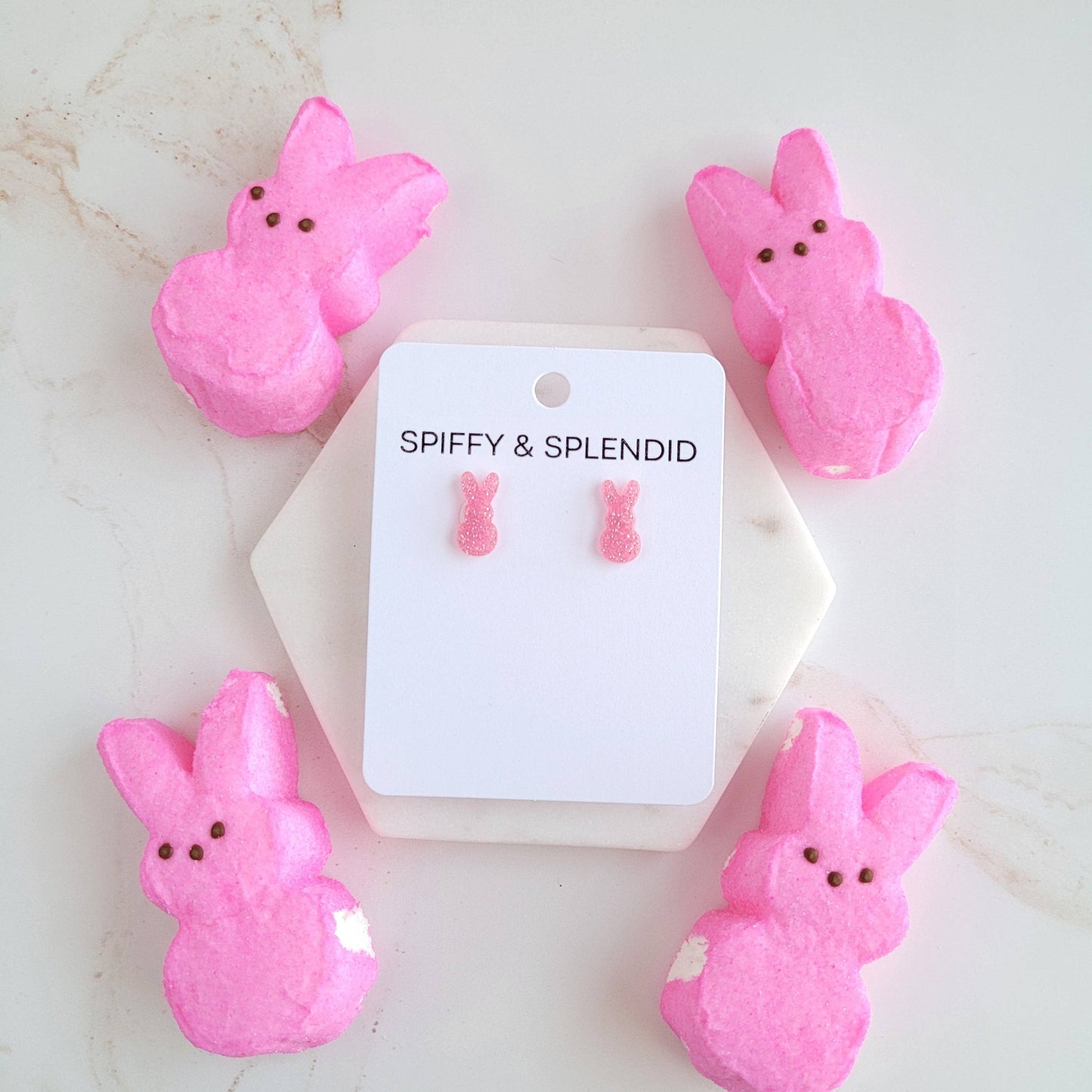 Spiffy & Splendid - Glitter Bunny Studs - Pink