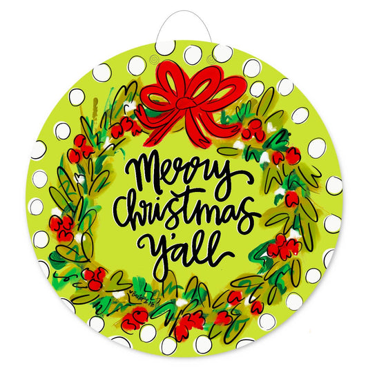 Baxter & Me - Merry Christmas Yall Wreath Door Hanger