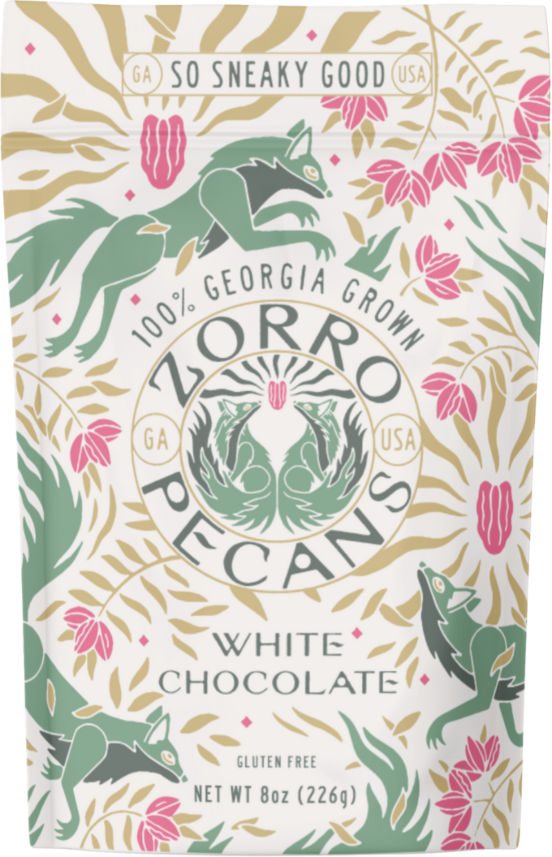 Zorro Pecans - White Chocolate Covered Pecans