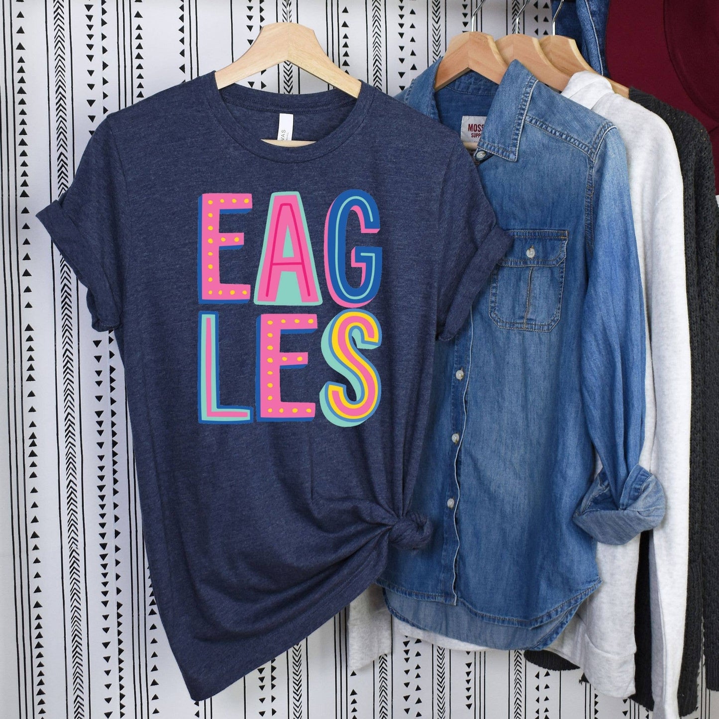 Colorful Eagles Navy Tee