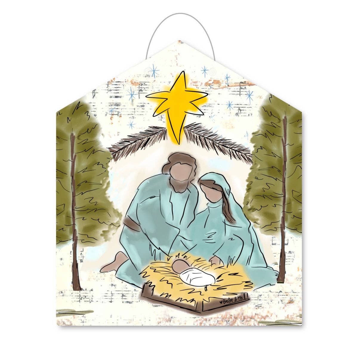 Baxter & Me - Starry Night Nativity Door Hanger