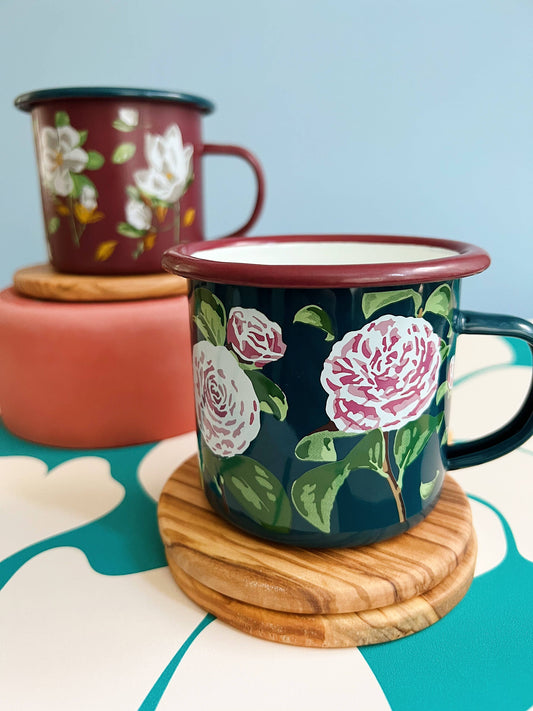 Cate Paper Co. - Floral Enamel Mug: Camellia