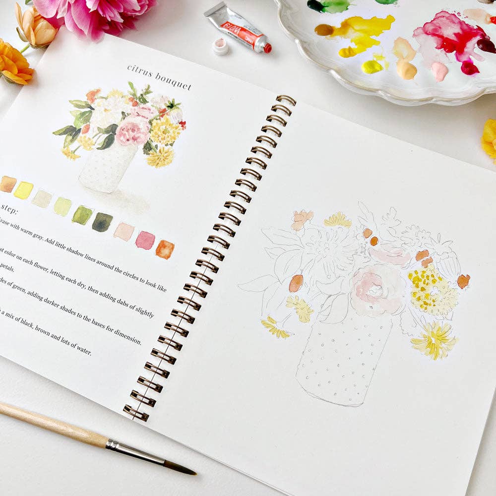 emily lex studio - bouquets watercolor workbook