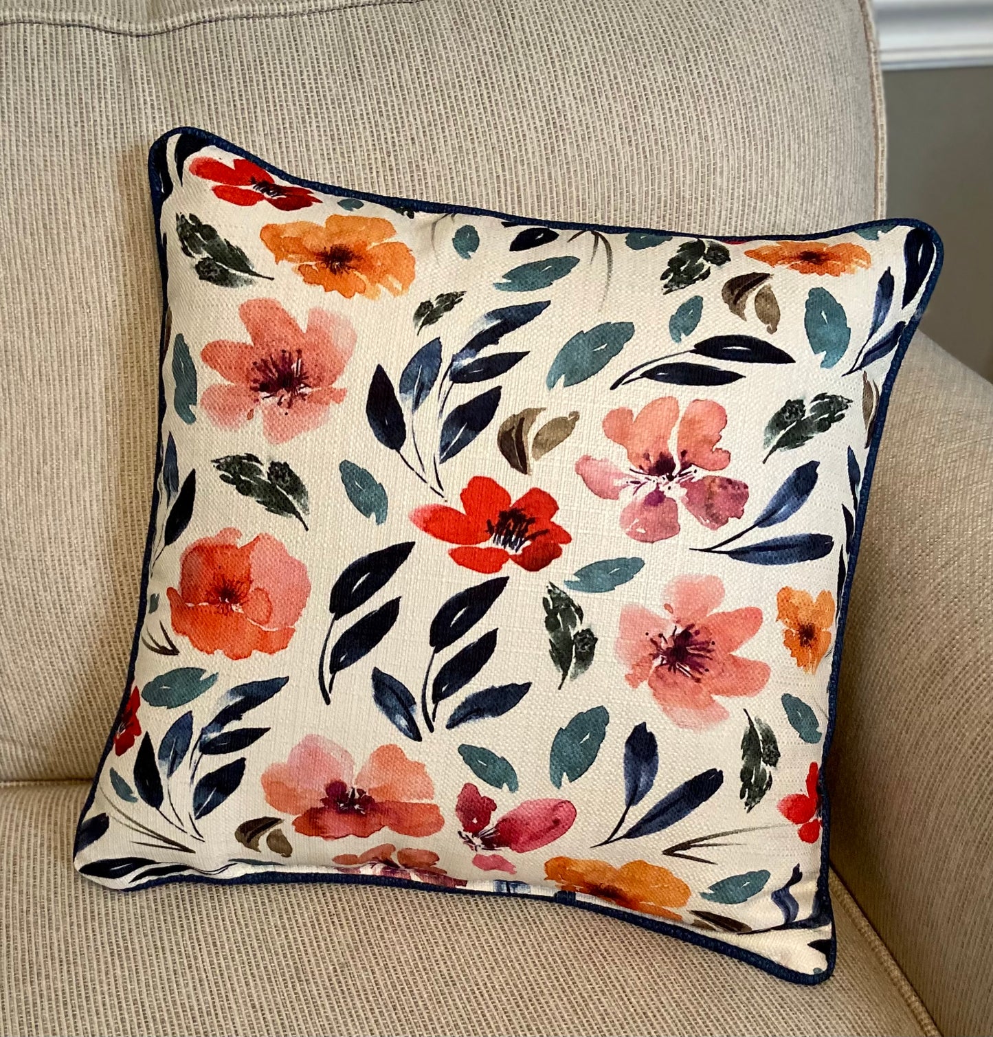 Little Birdie Floral Fall Pattern Pillow