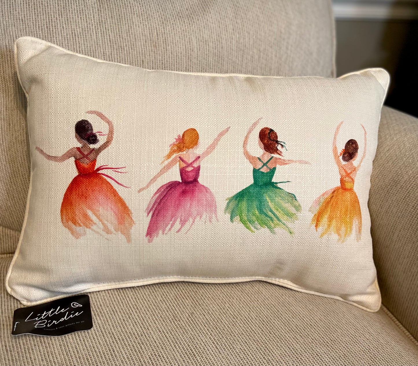 Little Birdie Ballerina Pillow (Lumbar)