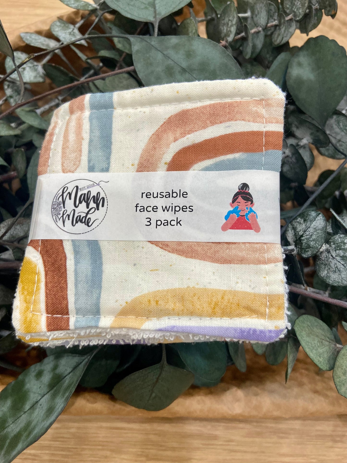 Mann Made - Rainbow Reusable face wipes 3 pack SMALL