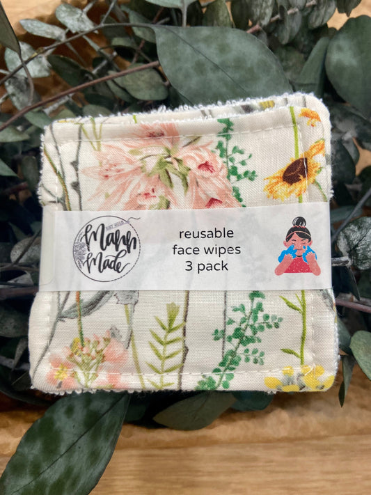 Mann Made - Wildflower Reusable face wipes 3 pack SMALL