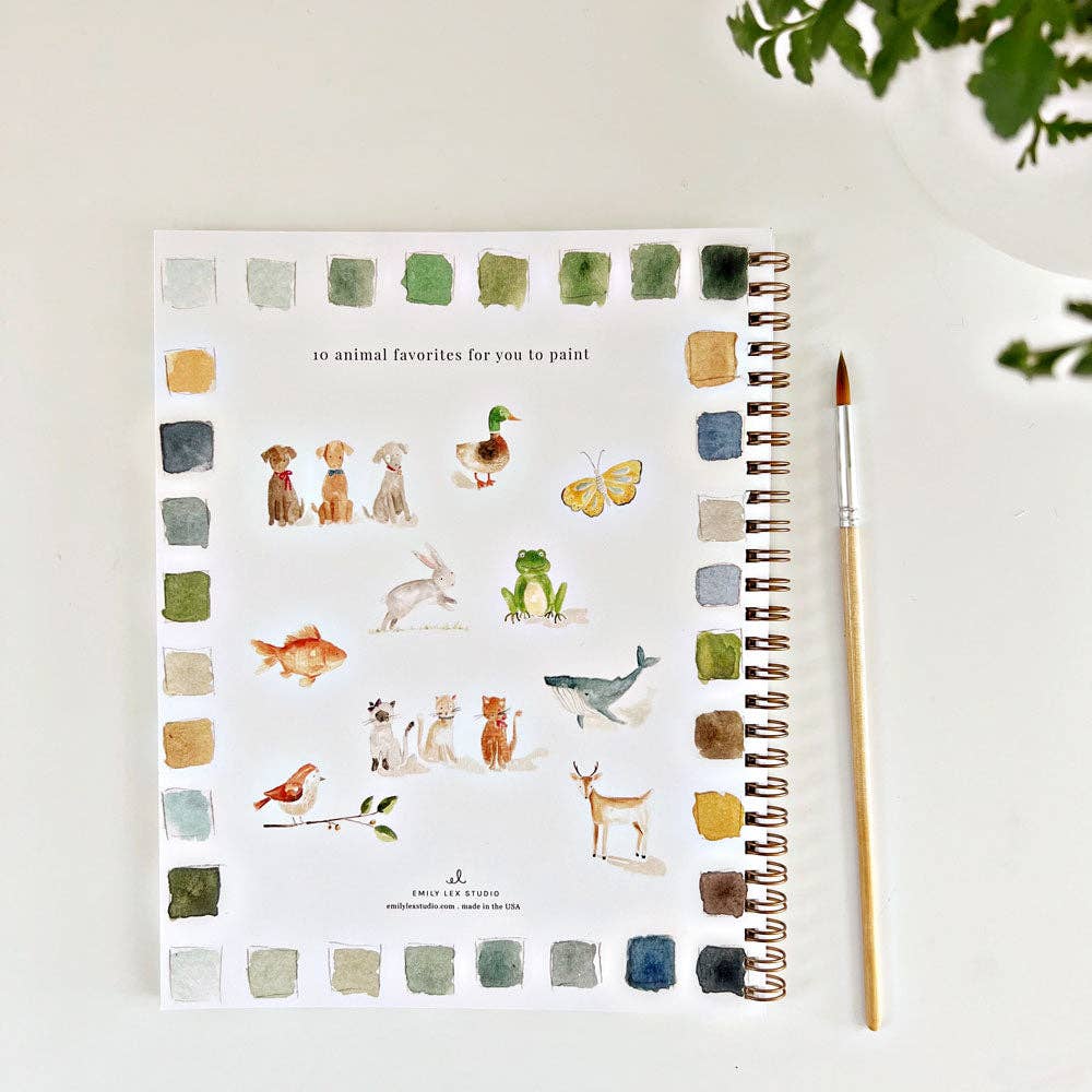 emily lex studio - animals watercolor workbook
