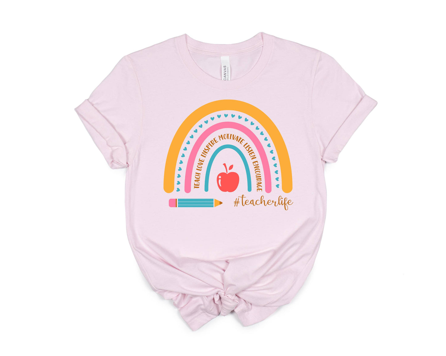 Simply Tees - Teacher Life Rainbow Pink Tee