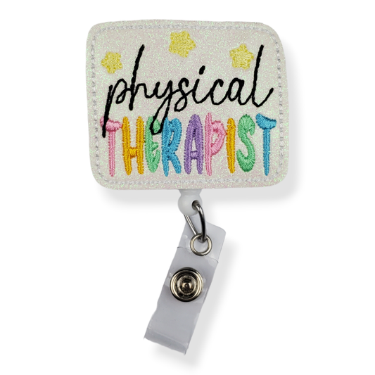 Lunar Rabbit Creations - Physical Therapist Badge Pal: Swivel Clip / White