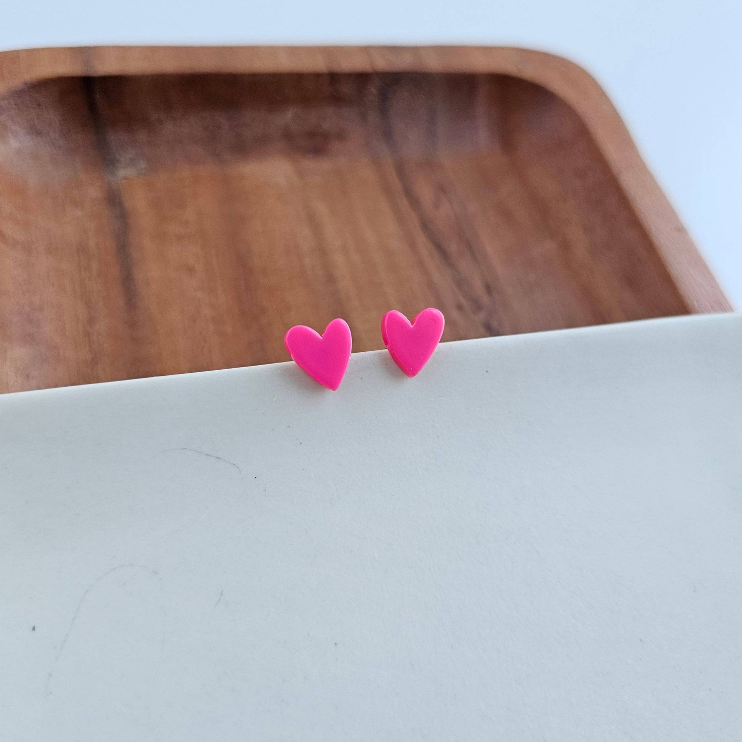 Spiffy & Splendid - Hand Drawn Heart Studs - Hot Pink