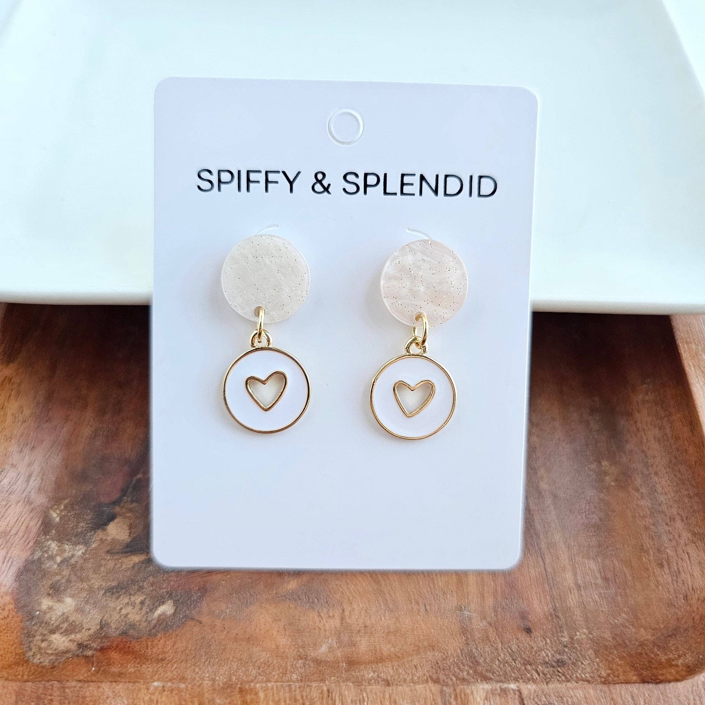 Spiffy & Splendid - Amora Heart Earrings - White