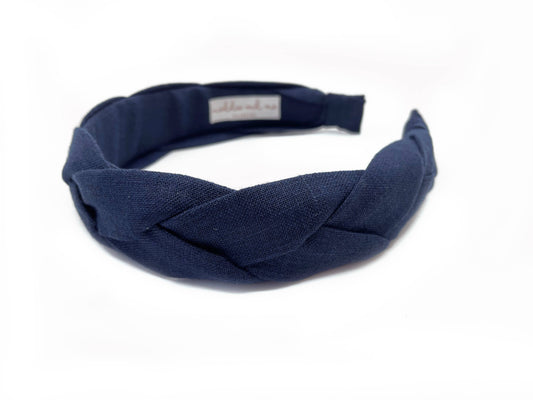 Maddie and Me Handmade - {Navy} Braided European Linen Headband