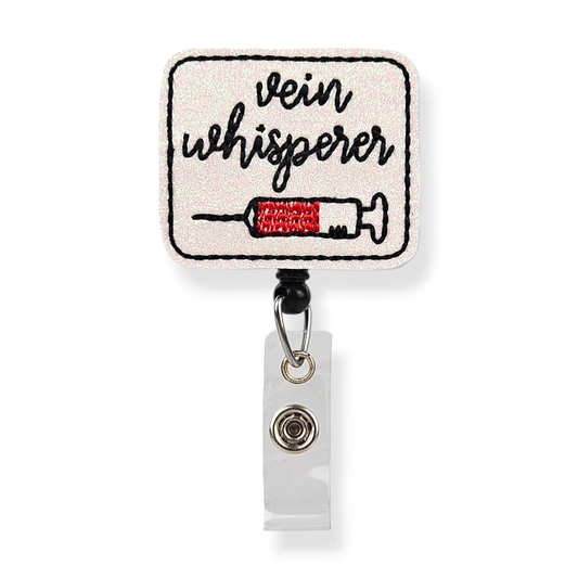 Lunar Rabbit Creations - Vein Whisperer Badge Pal: Swivel Clip / White