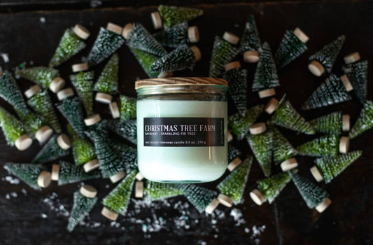 Christmas Tree Farm Large Candle Recycled Glass: Large