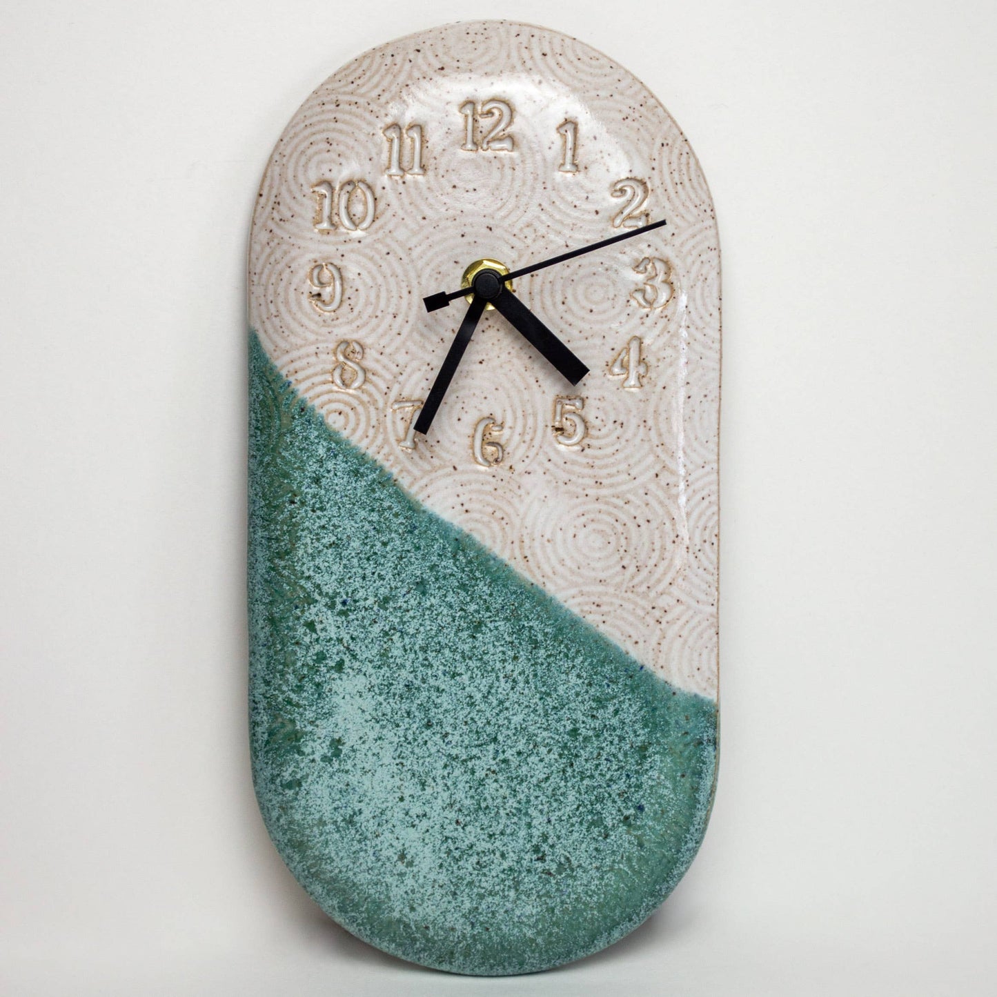 Turquoise Spiral Ceramic Wall Clock Handmade, in Ohio