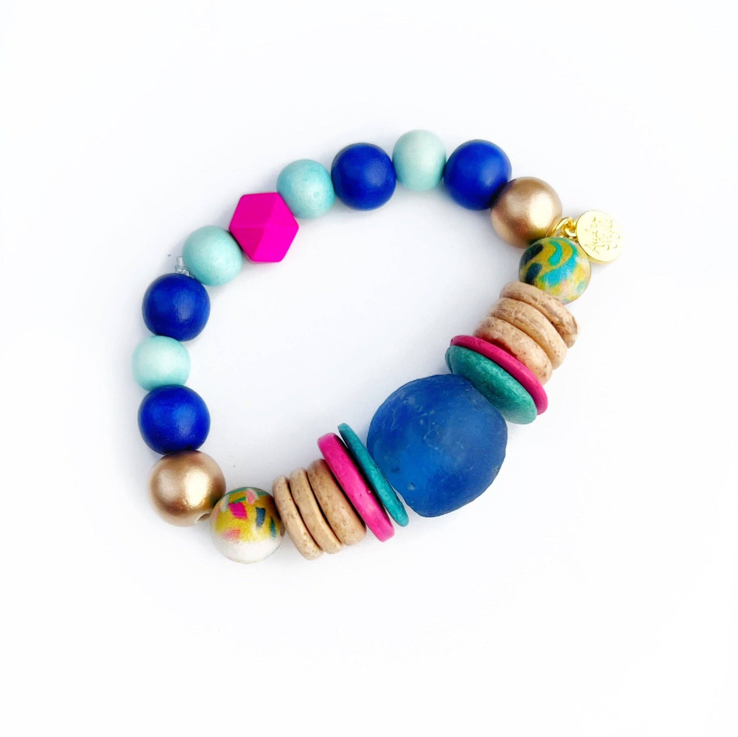 Audra Style - Limited Edition Stacking Bracelet - Blue Glass Focal