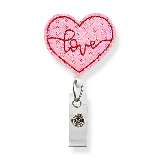 Lunar Rabbit Creations - Love Heart Badge Pal: Swivel Clip / White