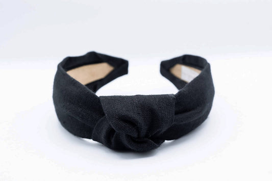 Maddie and Me Handmade - Black Linen Knotted Headband