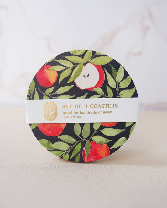 One & Only Paper - Red Delicious Watercolor Apple Coasters - Set of Four