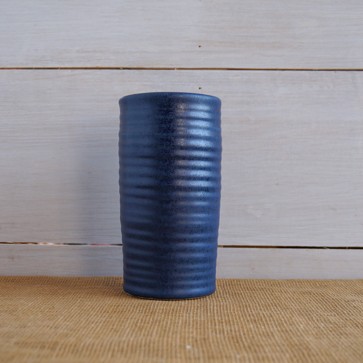 Rowe Pottery - Farmhouse Ridges Short Vase - Denim