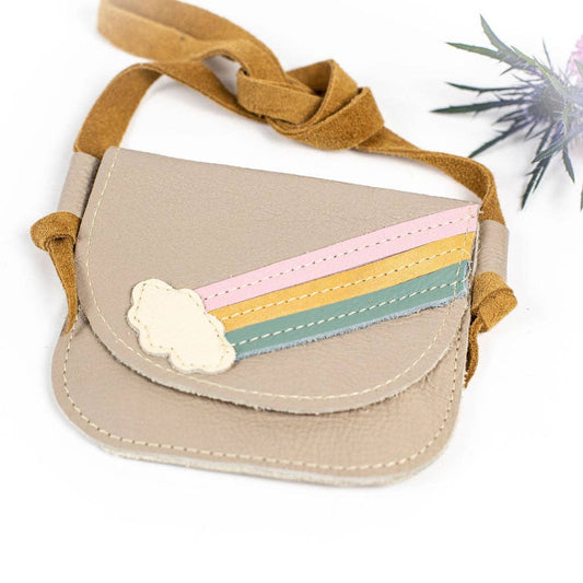 Handmade Rainbow on Beige Leather PURSE Toddler & Kids