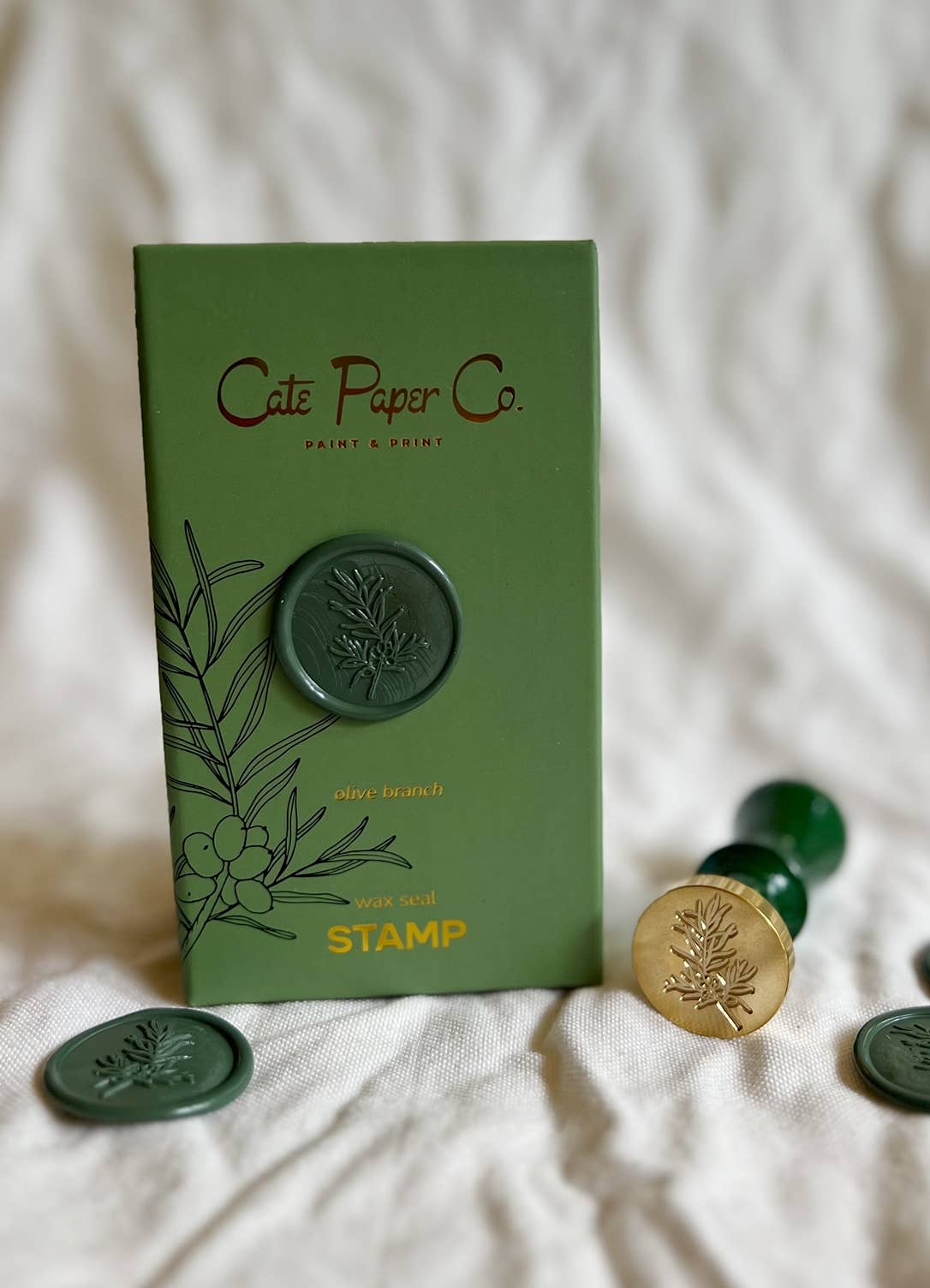 Cate Paper Co. - Wax seal stamp and wax stick set-Olive Branch