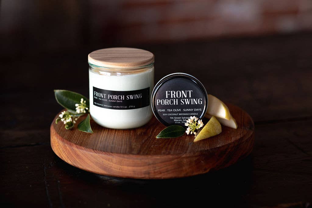 Front Porch Swing Candle, Pear & Tea Olive, Soy Candle (Small)