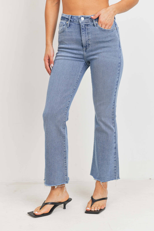 JUST BLACK DENIM - MED - Cropped Kick flare