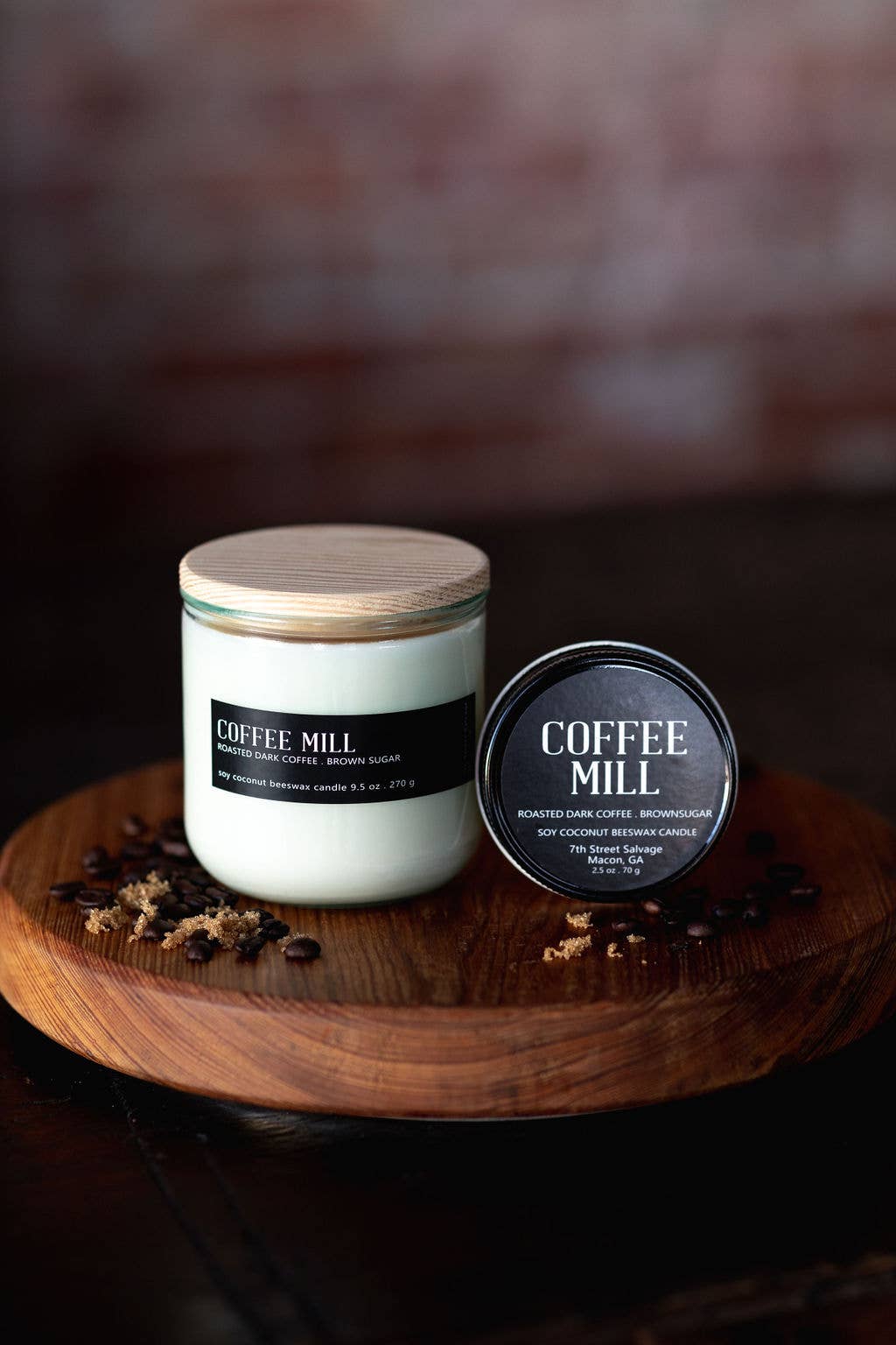 Coffee Mill Candle - Recycled Glass Sustainable Soy Beeswax-Small