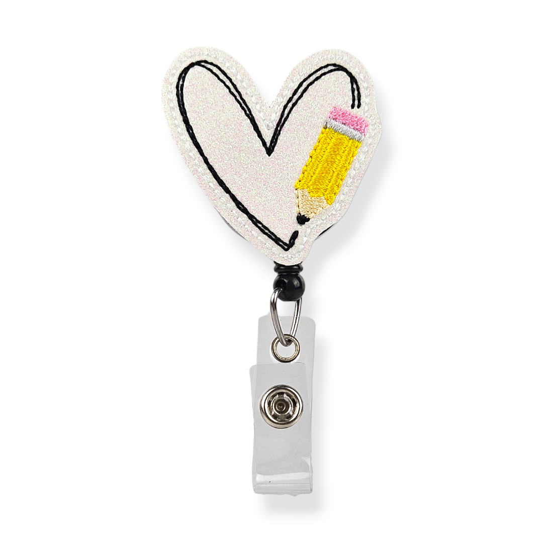 Lunar Rabbit Creations - Pencil Heart Badge Pal: Swivel Clip / Black