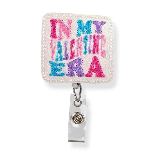 Lunar Rabbit Creations - In My Valentine Era Badge Pal: Swivel Clip / White