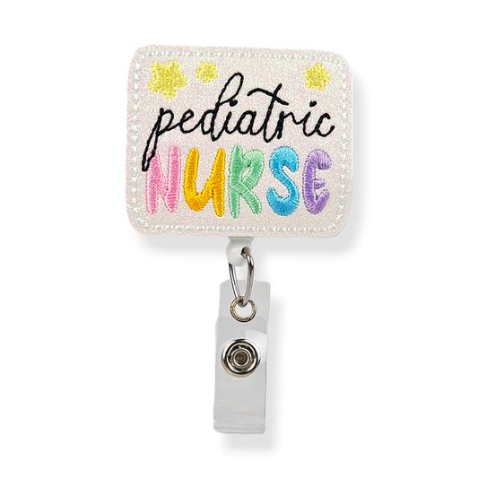 Lunar Rabbit Creations - Pediatric Nurse  Starry Badge Pal: Swivel Clip / White