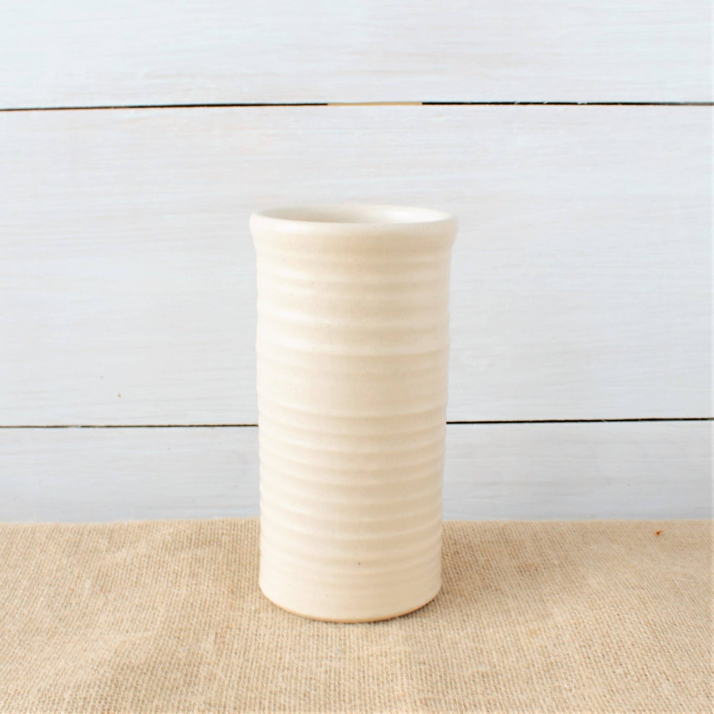 Rowe Pottery - Farmhouse Ridges Short Vase - Drift White